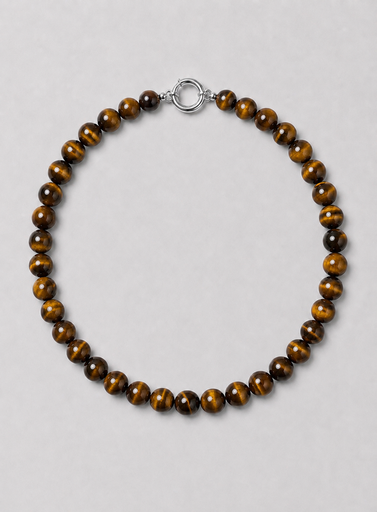 Bead Necklace Tiger Silver