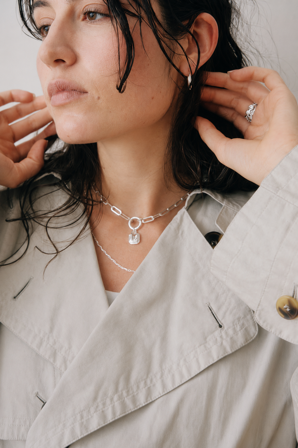 Octagon Stone Silver