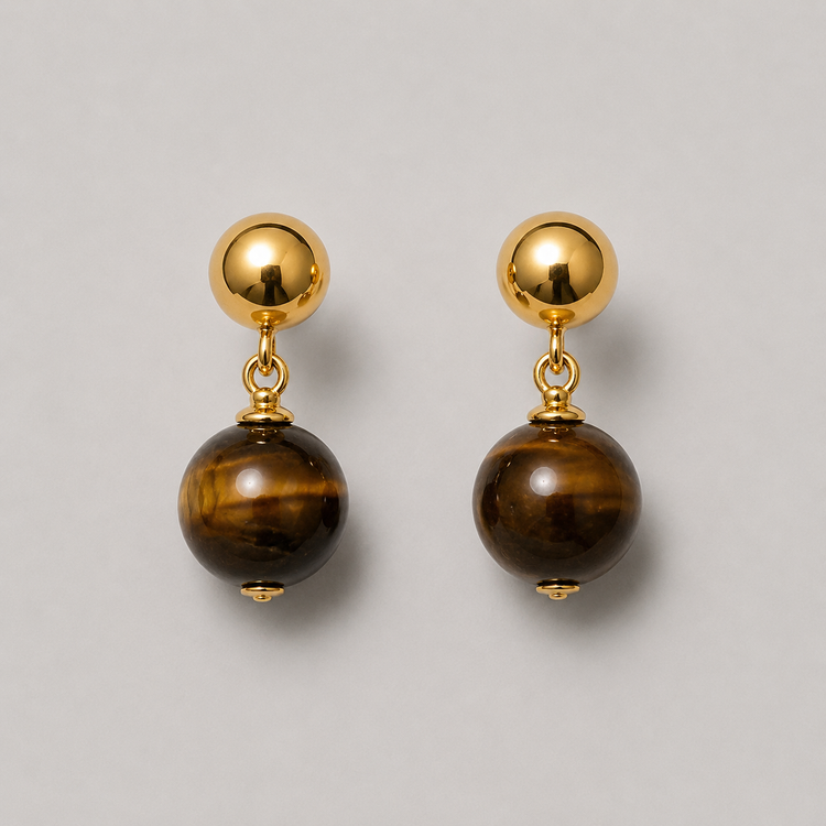 Bead Earrings Tiger Gold