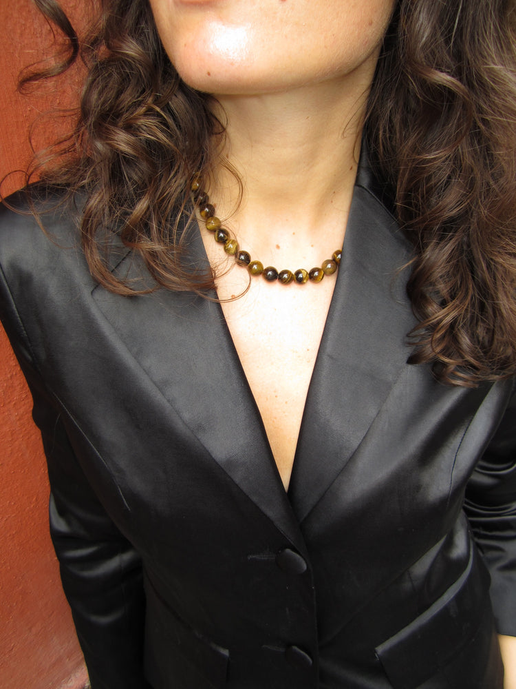 Bead Necklace Tiger Silver