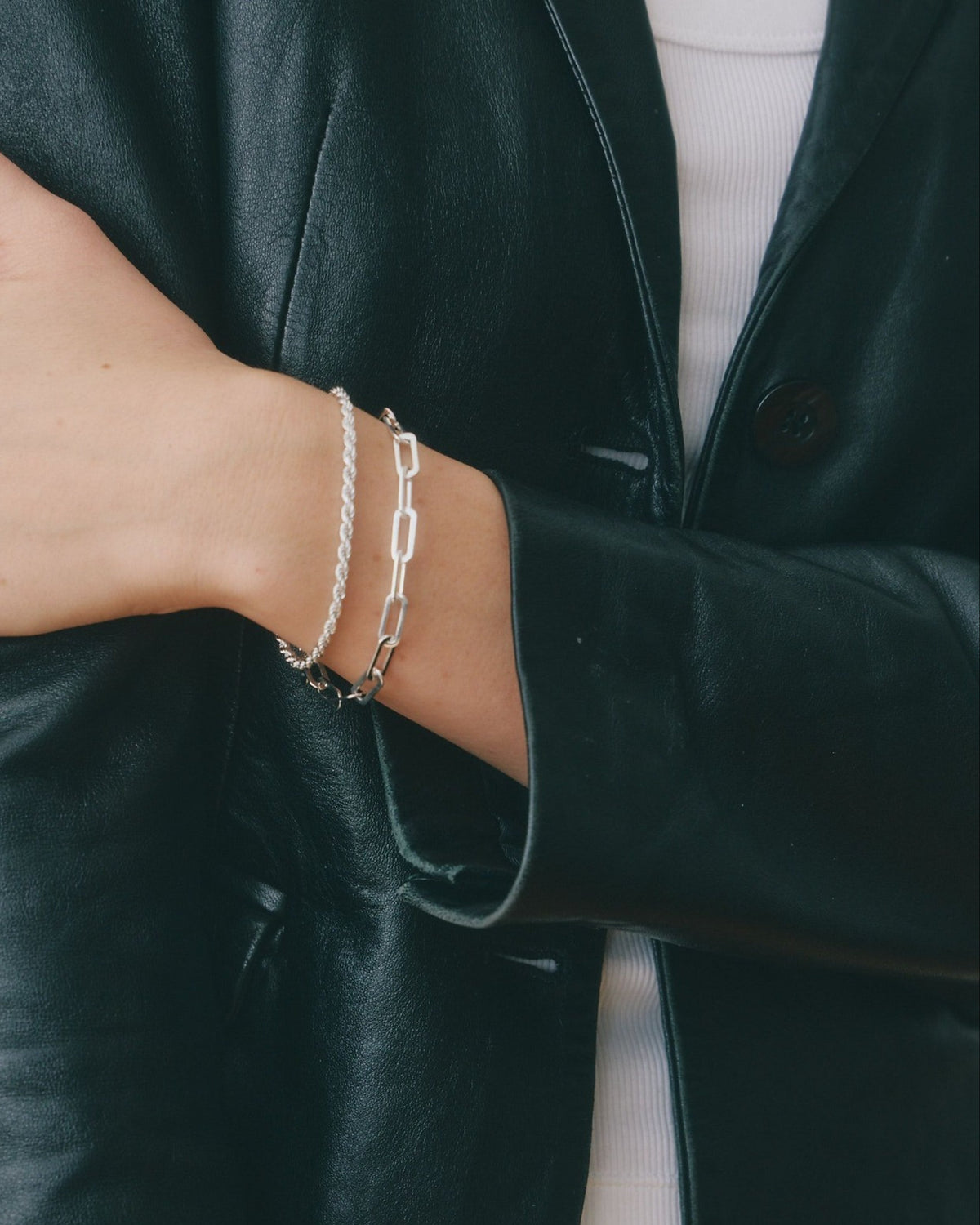 Thick Rope Bracelet Silver