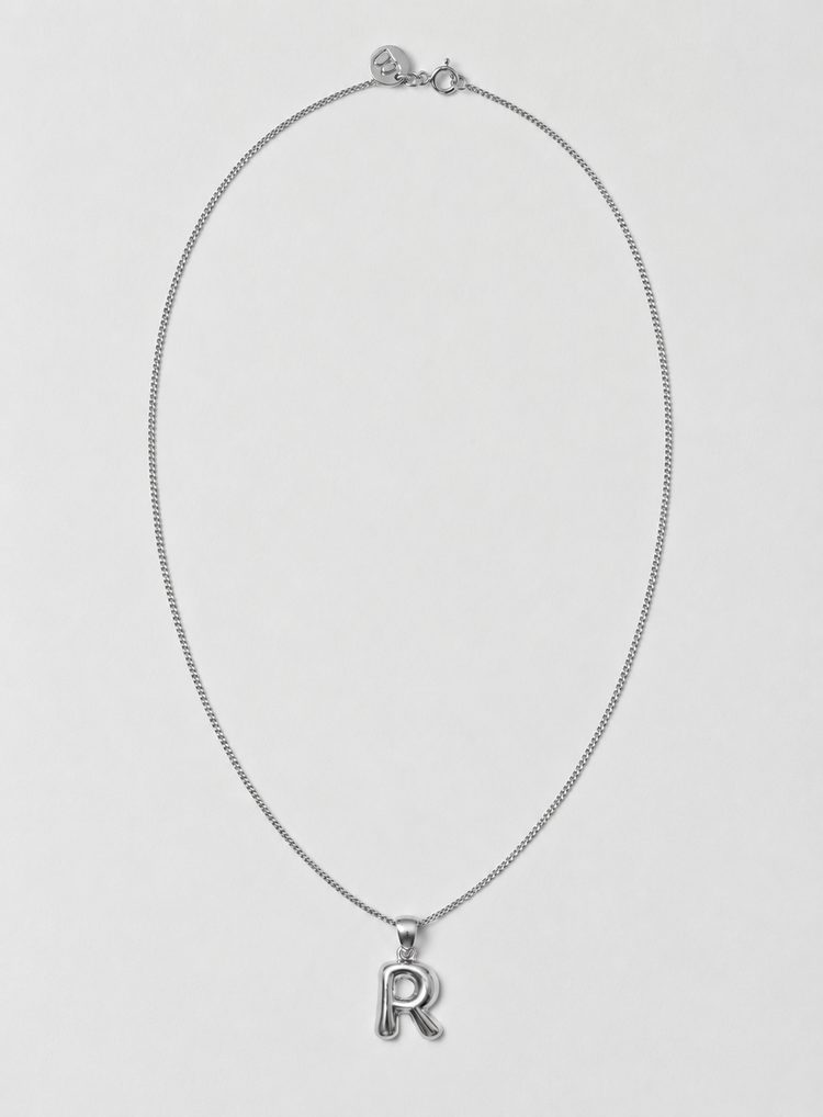 Helium Letter Plain Necklace Silver