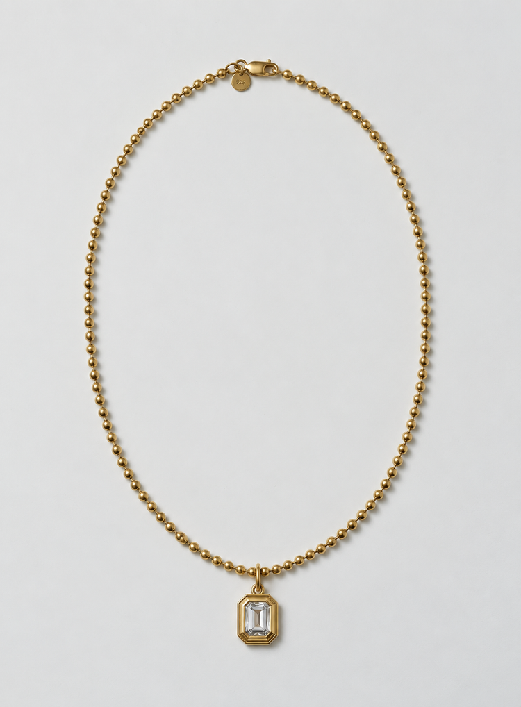 Octagon Sphere Necklace Gold