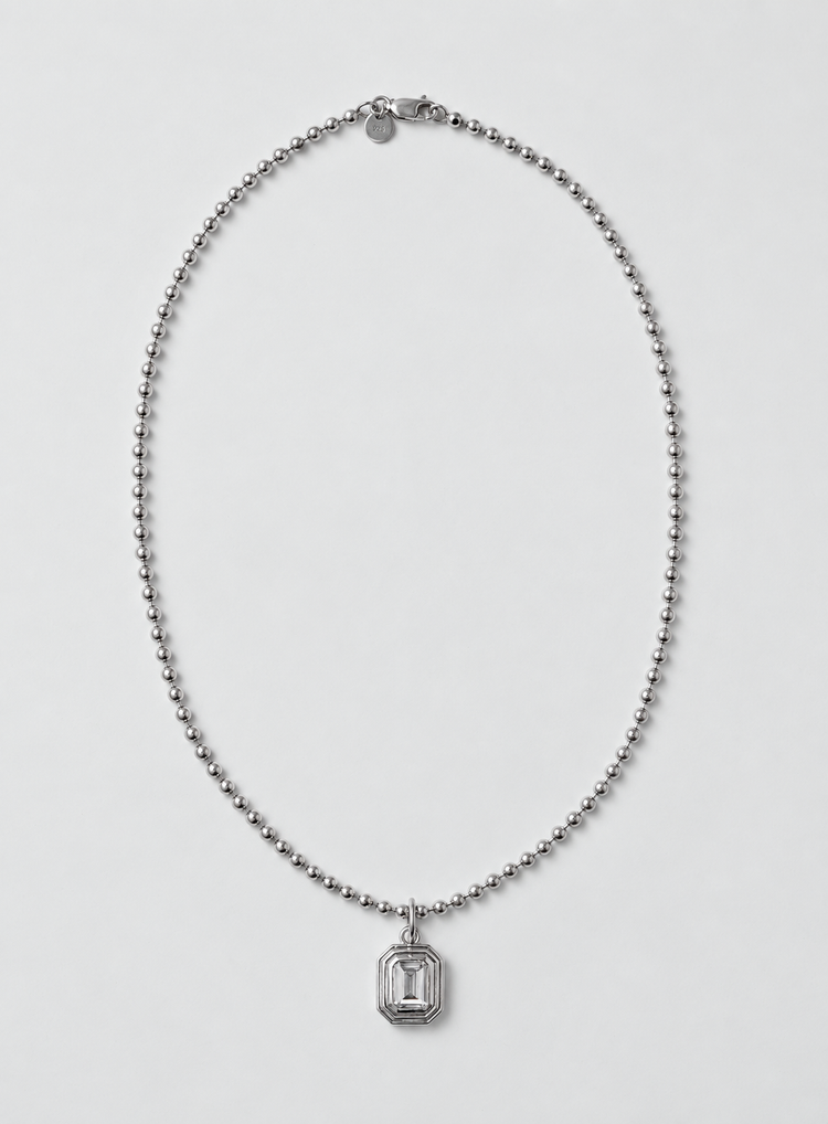 Octagon Sphere Necklace Silver