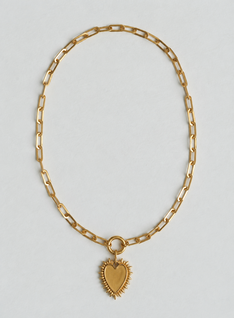 Spiky Heart Necklace Gold